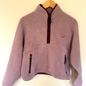 Aritzia TNA Lavender Sherpa Half-zip Pullover with Contrast Trim